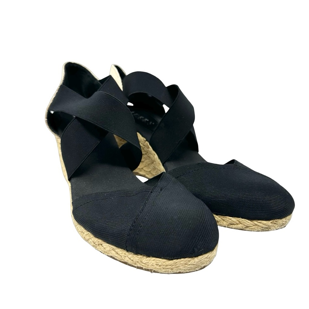 Lauren Ralph Lauren Black Elastic Collins Espadrille Wedge Sandals Size 11